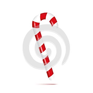 Red and white christmas candy cane isolated on white background