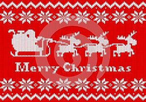 Red and white Christmas knit greeting card