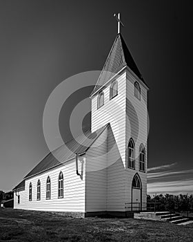 Red and White Church in Southwestern Alberta