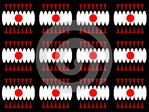 Red white circle and squere shape of repetitive ethnic pattern photo