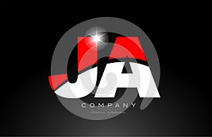 red white color letter combination ja j a alphabet for logo icon design photo