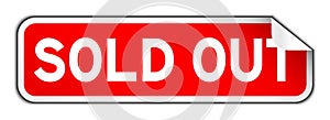 Red and white color of sold out square sticker