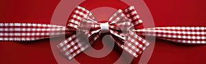 Red and White Congratulatory Card with Checkered Ribbon