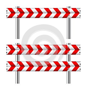 Red and white construction barricade photo