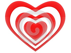 Red and white contoured heart
