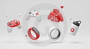 Red and White 3D Rendered Objects