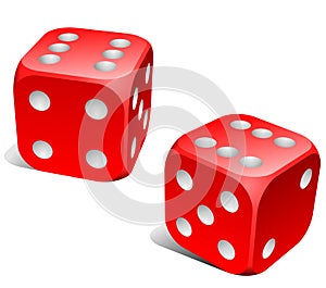 Red and white dice photo