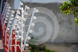 Red and white electric fence