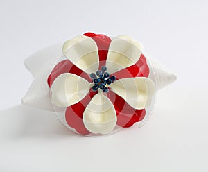 Red White Enamel Flower Brooch