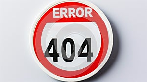 A red and white error 404 not found sign, AI