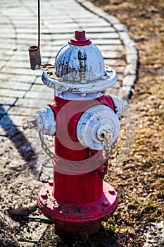 Red and white fire hydrant