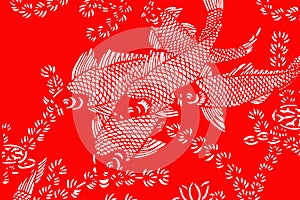 Red and white fish background