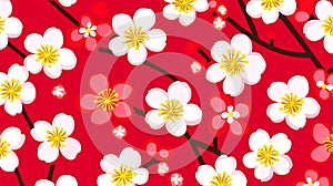 Red white floral pattern