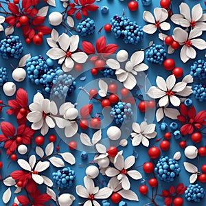 red and white flower seamless pattern