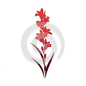 Red And White Flower Silhouette Vector Illustration In The Style Of Fernando Amorsolo