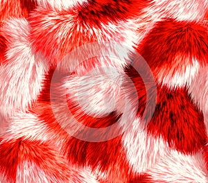 Red and White Fur Texture Seamless Pattern Background for Design Projects