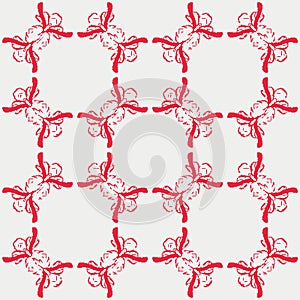 red and white geo floral seamless vector pattern