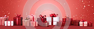 red and white gift boxes are flying away as hearts appear on them