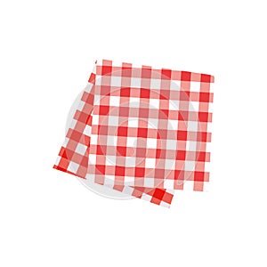 Red and white Gingham Cover. Vector Flat illustration. Checkered Texture, Traditional Picnic Blanket, Tablecloth, Plaid, Clothes.