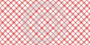 Red white gingham plaid vector texture