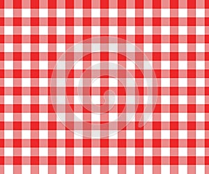 Red and white gingham seamless pattern. Checkered texture for picnic blanket, tablecloth, plaid, clothes. Italian style