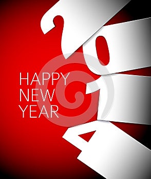 Red and white Happy New Year 2014 vector card