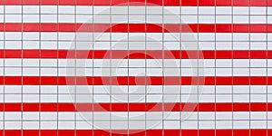 Red and white Horizontal striped Old line square tiles vintage texture vintage background 1950 1960