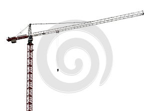 Red and white isolated hoisting crane photo