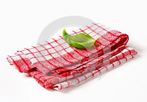 Red and white kitchen tea towel