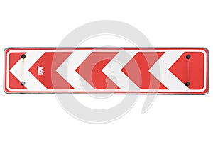 Red-white left Arrow Direction Sign isolated on white.