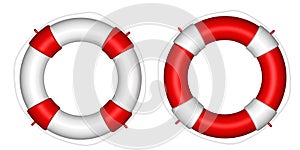 Red and white life buoy