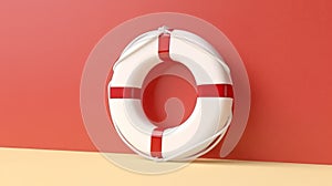 Red and White Life Rescue, Lifebuoy. Generative AI