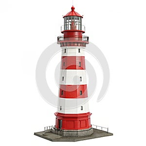 Red and white lighthouse 3D render