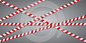 Red and white lines of barrier tape.