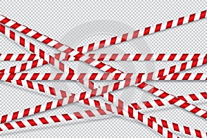 Red and white lines of barrier tape.