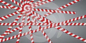 Red and white lines of barrier tape.