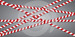Red and white lines of barrier tape.