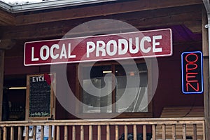 Red and White Local Produce Sign