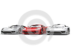 Red and white modern supers sports cars