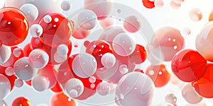 Red and white molecules abstract background 3d science concept