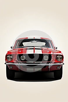 Red and White Mustang Car on White Background