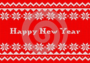 Red and white New Year knit greeting card