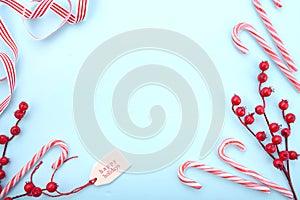 Red, white and pale blue Christmas background.