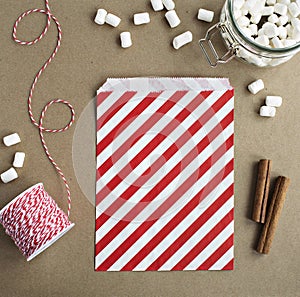 Red and white paper bag