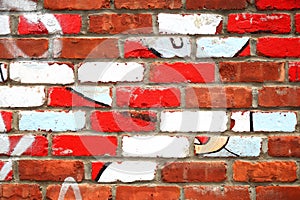 Red and white peint brick wall