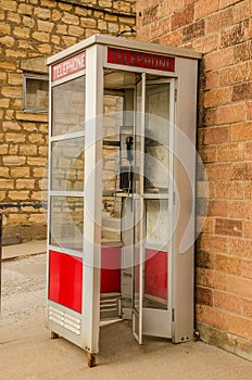 Red and White Phone Booth