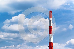 Red and White Power Plant Industrial Chimney Pipe
