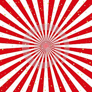 Red and white radial background with Japanese traditional design. golden and silver leaf.