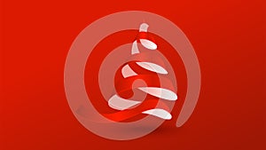 Red and white Ribbon Christmas tree shape element illustration vector background