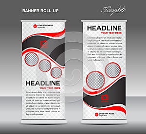 Red and white Roll up banner stand template vintage banner